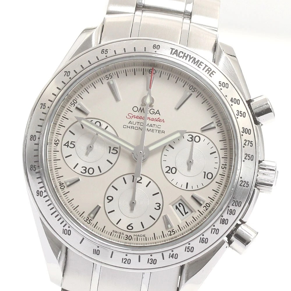 OMEGA SPEEDMASTER DATE CHRONOGRAPH AUTOMATIC WATCH: OMEGA Speedmaster Date Chronograph Automatic Watch Brand: OMEGA Type/Style: Wristwatch Material: Band Material Stainless Steel, Case Material Stainless Steel Color: Dial Color Silver Size: Case Size