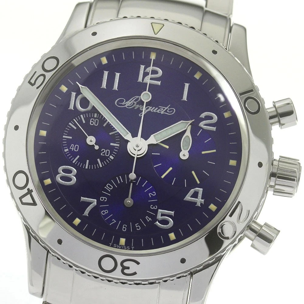 BREGUET AERONAVAL TYPE ONLY AUTOMATIC WATCH: Breguet Aeronaval Type only Automatic Watch Brand: Breguet Type/Style: Wristwatch Material: Band Material Stainless Steel, Case Material Stainless Steel Color: Dial Color blue Size: Case Size About(1.
