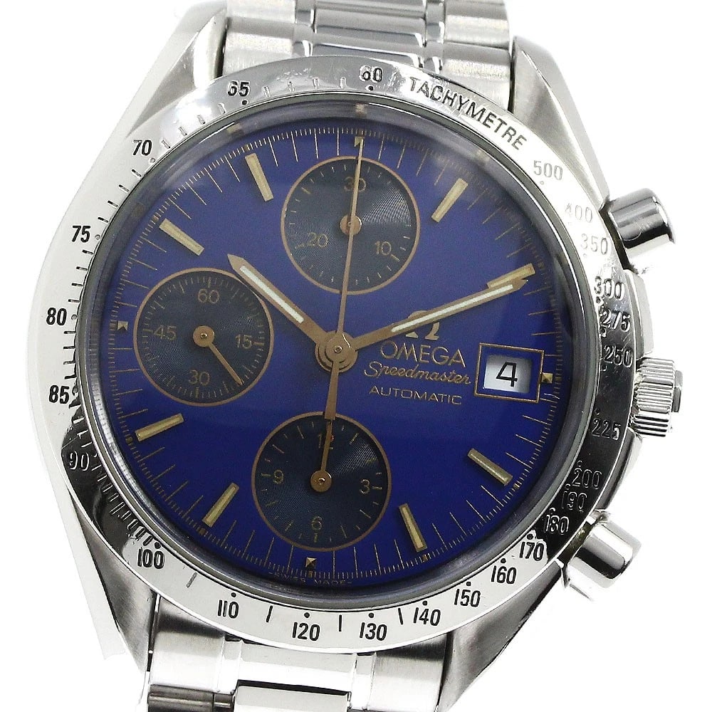 OMEGA SPEEDMASTER CHRONOGRAPH BLUE DIAL AUTOMATIC WATCH: OMEGA Speedmaster Chronograph blue Dial Automatic Watch Brand: OMEGA Type/Style: Wristwatch Material: Band Material Stainless Steel, Case Material Stainless Steel Color: Dial Color blue Size: Case
