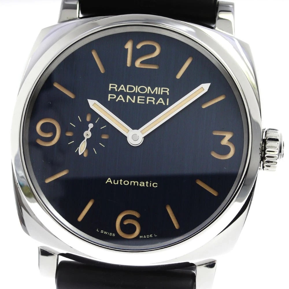 PANERAI RADIOMIR SMALL NAVY DIAL AUTOMATIC WATCH: PANERAI Radiomir Small Navy Dial Automatic Watch Brand: PANERAI Type/Style: Wristwatch Material: Band Material rubber, Case Material Stainless Steel Color: Dial Color Navy Size: Case Size About45mm (1