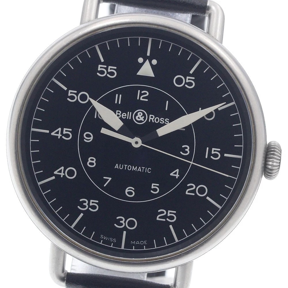 BELL?ROSS MILITARY BLACK DIAL AUTOMATIC WATCH: Bell?Ross Military black Dial Automatic Watch Brand: Bell?Ross Type/Style: Wristwatch Material: Band Material leather, Case Material Stainless Steel Color: Dial Color black Size: Case Size About45mm
