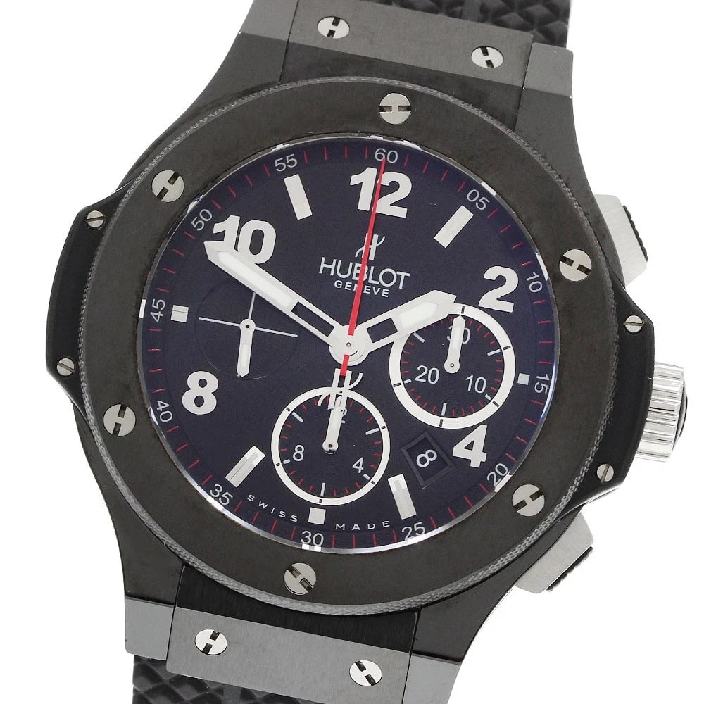 HUBLOT BIG BANG BLACK MAGIC CHRONOGRAPH AUTOMATIC WATCH: HUBLOT Big Bang Black Magic Chronograph Automatic Watch Brand: HUBLOT Type/Style: Wristwatch Material: Band Material rubber, Case Material ceramic Color: Dial Color black Size: Case Size About48mm (1.
