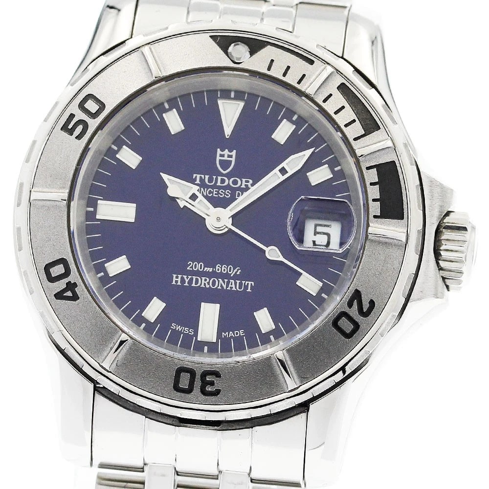 TUDOR PRINCESS DATE HYDRO DATE AUTOMATIC WATCH: TUDOR Princess Date Hydro Date Automatic Watch Brand: TUDOR Type/Style: Wristwatch Material: Band Material Stainless Steel, Case Material Stainless Steel Color: Dial Color Navy Size: Case Size About28