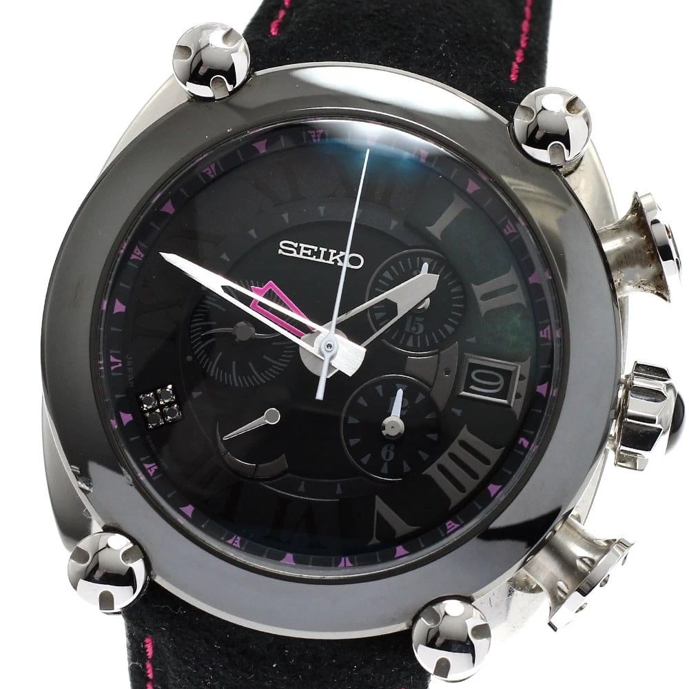 SEIKO GALANTE SHOP LIMITED MODEL SPRING DRIVE WATCH: SEIKO Galante Shop limited model Spring drive Watch Brand: SEIKO Type/Style: Wristwatch Material: Band Material Suede/Rubber, Case Material Stainless Steel Color: Dial Color black Size: Case Size Abou