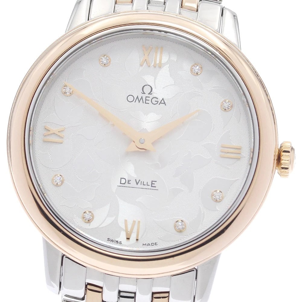 OMEGA DE VILLE PRESTIGE BUTTERFLY QUARTZ WATCH: OMEGA De Ville Prestige Butterfly Quartz Watch Brand: OMEGA Type/Style: Wristwatch Material: Band Material Stainless Steel/PG, Case Material Stainless Steel/PG Color: Dial Color Silver Size: Case Size