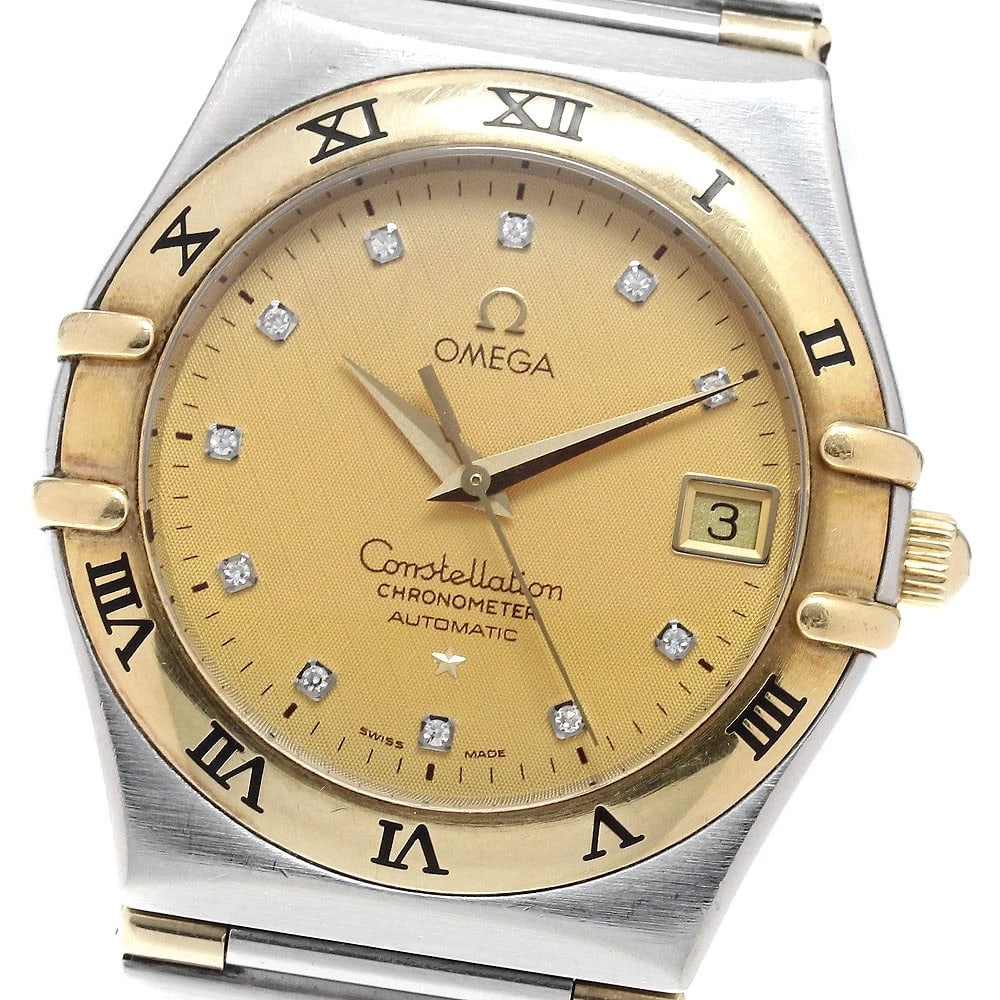OMEGA CONSTELLATION DIAMOND HALF BAR AUTOMATIC WATCH: OMEGA Constellation diamond half bar Automatic Watch Brand: OMEGA Type/Style: Wristwatch Material: Band Material Stainless Steel/YG, Case Material Stainless Steel/YG Color: Dial Color gold Size: Case