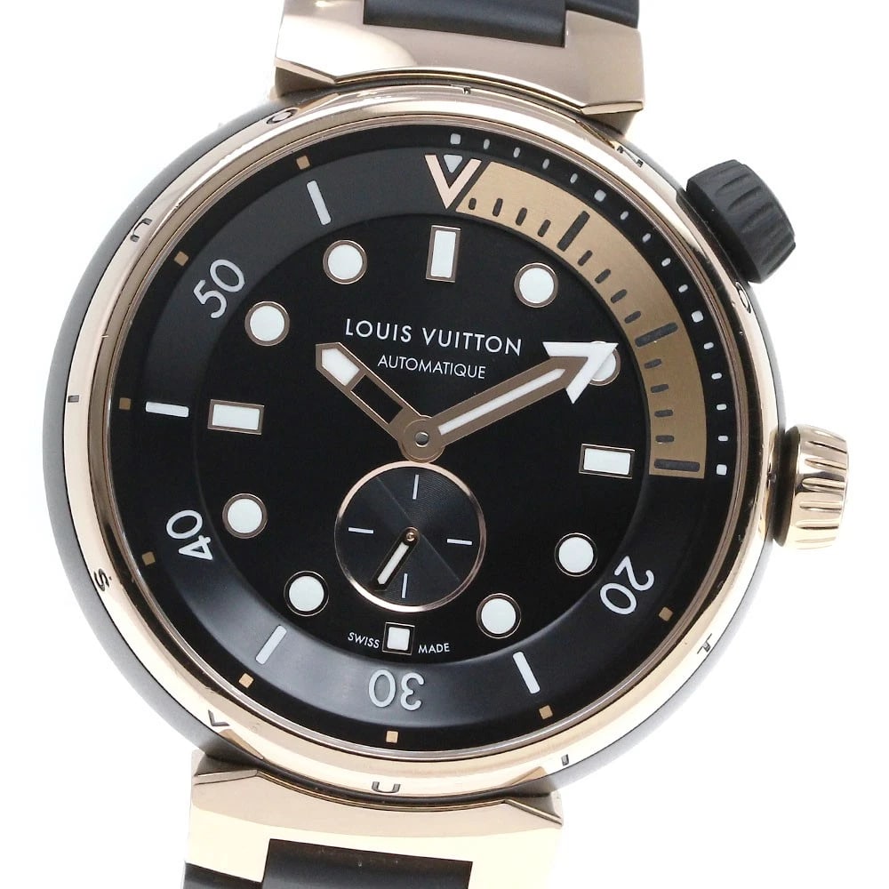 LOUIS VUITTON TAMBOUR STREET DIVER SMALL SECONDS WATCH: LOUIS VUITTON Tambour Street Diver Small seconds Watch Brand: LOUIS VUITTON Type/Style: Wristwatch Material: Band Material rubber, Case Material Stainless Steel/K18PG Color: Dial Color black Size: