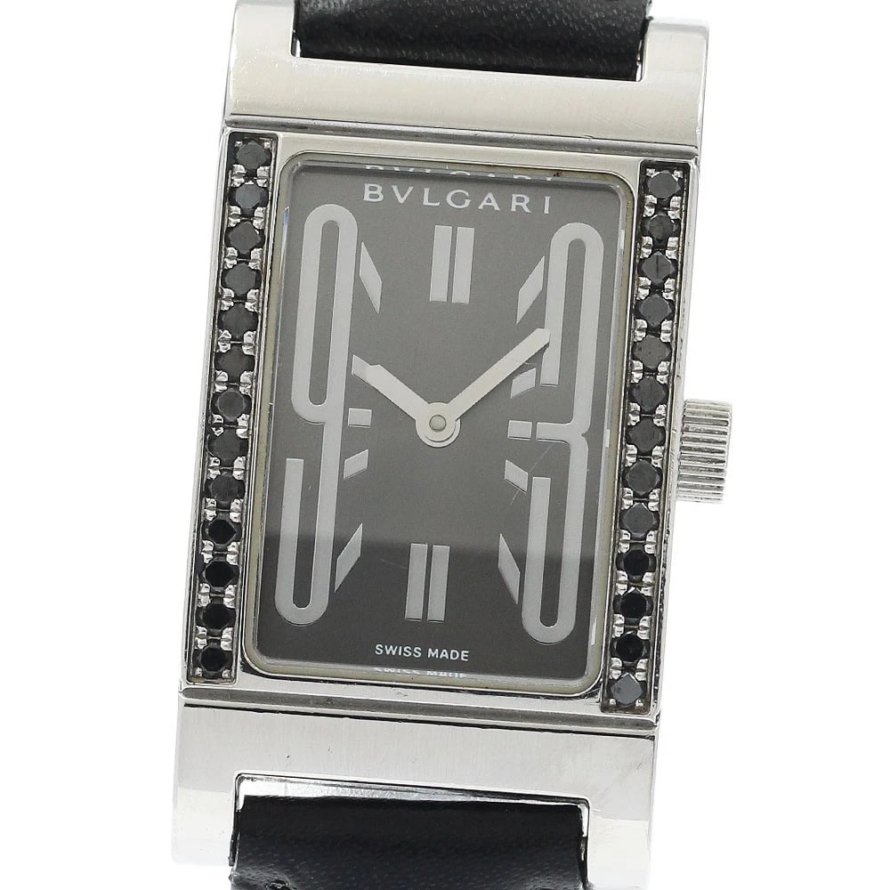 BVLGARI RETTANGOLO BLACK DIAMOND GRAY DIAL QUARTZ WATCH: BVLGARI Rettangolo Black diamond gray Dial Quartz Watch Brand: BVLGARI Type/Style: Wristwatch Material: Band Material leather, Case Material Stainless Steel Color: Dial Color gray Size: Case Size