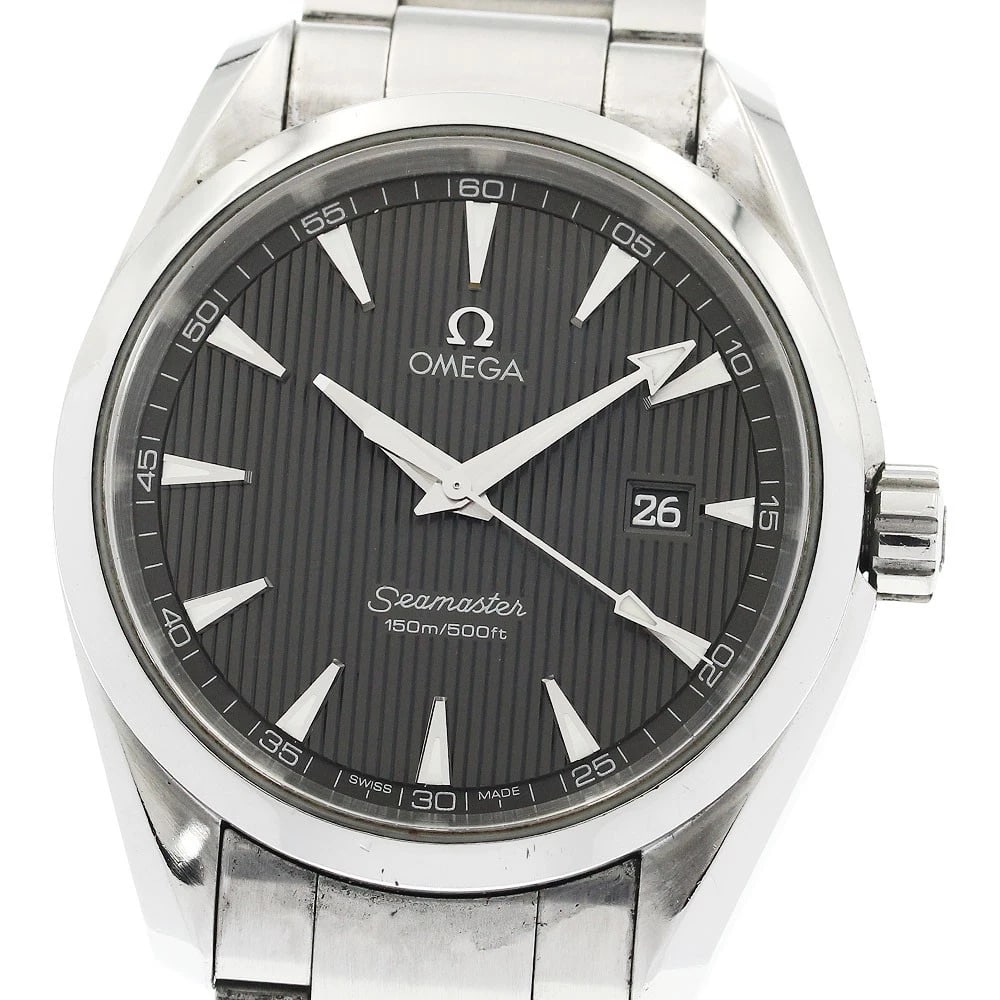 OMEGA SEAMASTER AQUA TERRA DATE QUARTZ WATCH: OMEGA Seamaster Aqua Terra Date Quartz Watch Brand: OMEGA Type/Style: Wristwatch Material: Band Material Stainless Steel, Case Material Stainless Steel Color: Dial Color gray Size: Case Size About(1.5