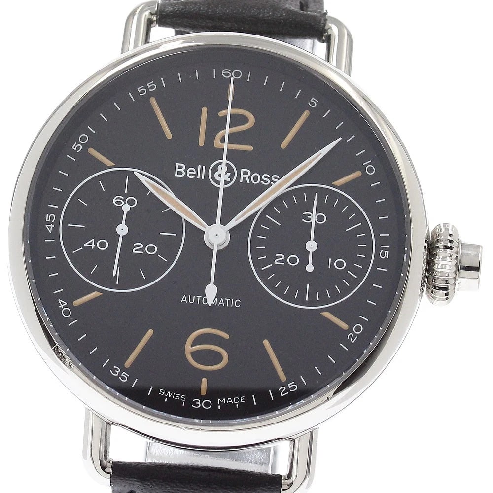 BELL?ROSS ONE PUSH CHRONOGRAPH AUTOMATIC WATCH: Bell?Ross One Push Chronograph Automatic Watch Brand: Bell?Ross Type/Style: Wristwatch Material: Band Material leather, Case Material Stainless Steel Color: Dial Color black Size: Case Size About45mm