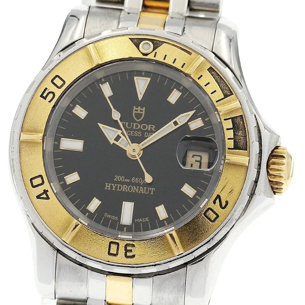 TUDOR PRINCESS DATE TONE BLACK DIAL AUTOMATIC WATCH: TUDOR Princess Date tone black Dial Automatic Watch Brand: TUDOR Type/Style: Wristwatch Material: Band Material Stainless Steel/YG, Case Material Stainless Steel/YG Color: Dial Color black Size: Case
