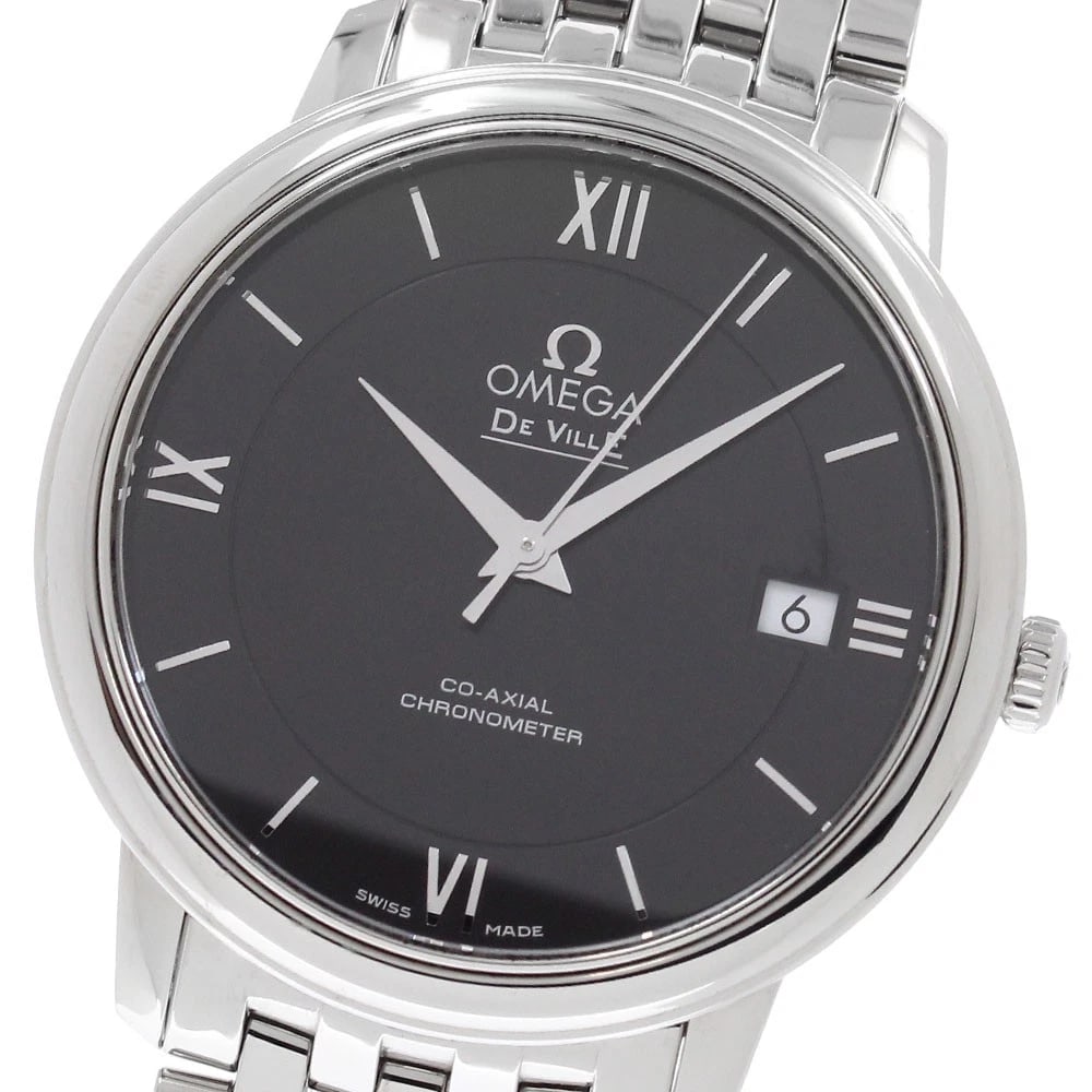 OMEGA DE VILLE PRESTIGE CO-AXIAL DATE AUTOMATIC WATCH: OMEGA De Ville Prestige Co-Axial Date Automatic Watch Brand: OMEGA Type/Style: Wristwatch Material: Band Material Stainless Steel, Case Material Stainless Steel Color: Dial Color black Size: Case