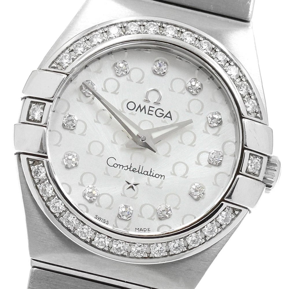 OMEGA CONSTELLATION DIAMOND BEZEL QUARTZ WATCH: OMEGA Constellation Diamond bezel Quartz Watch Brand: OMEGA Type/Style: Wristwatch Material: Band Material Stainless Steel, Case Material Stainless Steel Color: Dial Color Silver Size: Case Size About