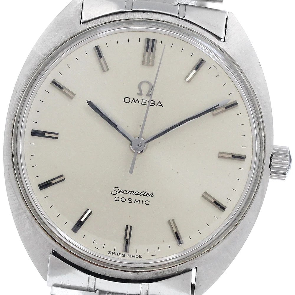 OMEGA SEAMASTER COSMIC HAND WINDING WATCH: OMEGA Seamaster Cosmic Hand Winding Watch Brand: OMEGA Type/Style: Wristwatch Material: Band Material Stainless Steel, Case Material Stainless Steel Color: Dial Color Silver Size: Case Size About35mm