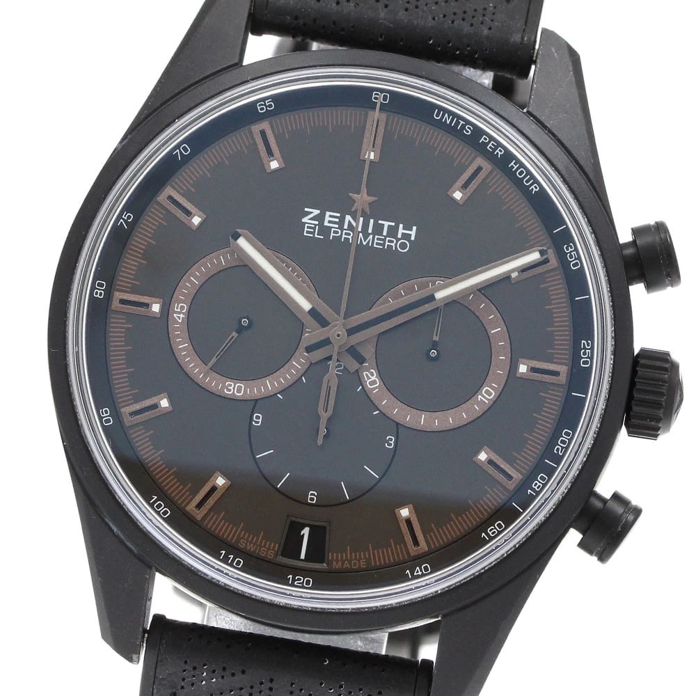 ZENITH CHRONOMASTER EL PRIMERO RANGE ROVER VELAR WATCH: ZENITH Chronomaster El Primero Range Rover Velar Watch Brand: ZENITH Type/Style: Wristwatch Material: Band Material rubber, Case Material Ceramicized aluminum Color: Dial Color Brown Size: Case Size