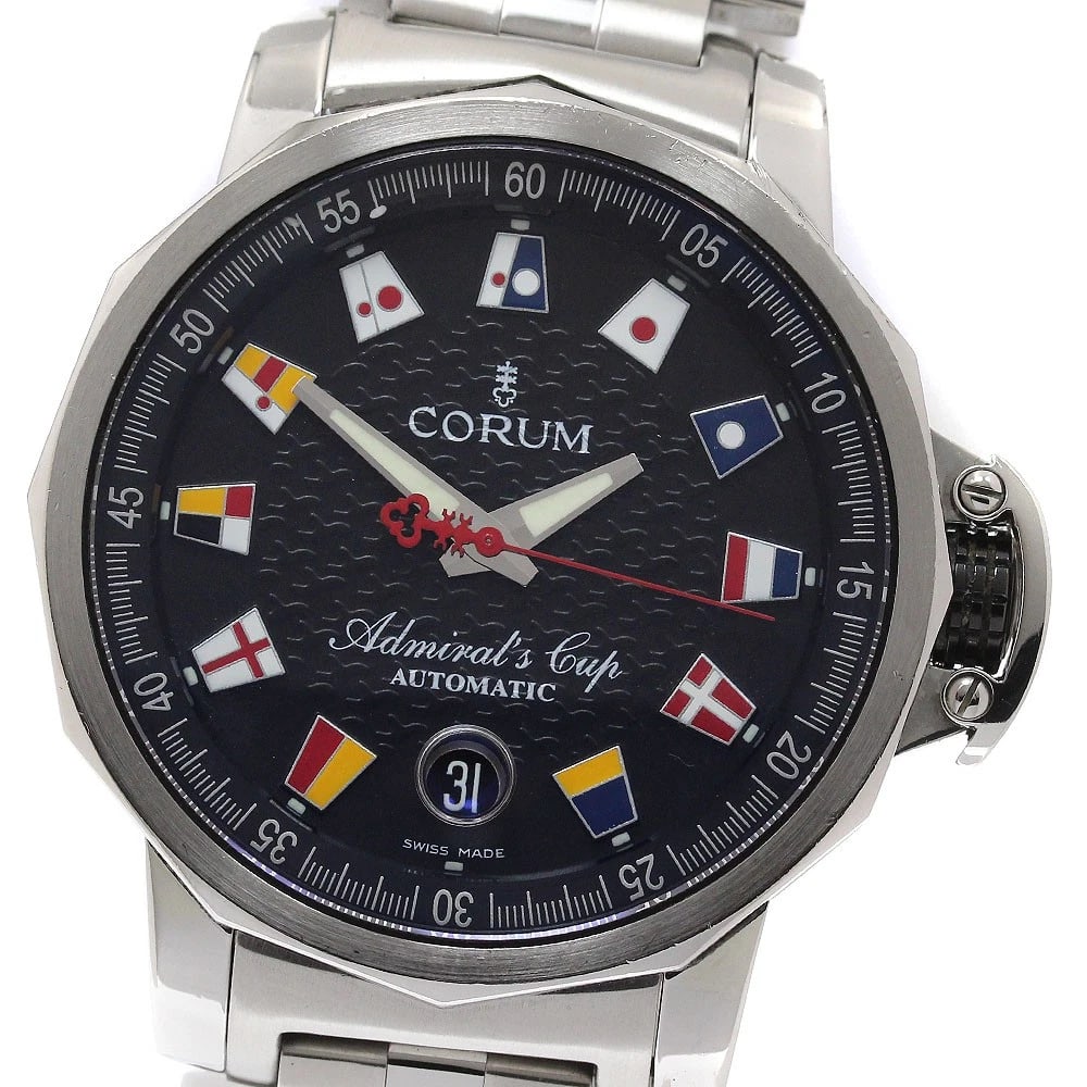 CORUM ADMIRAL'S CUP TROPHY DATE BLACK DIAL AUTOMATIC WATCH: CORUM Admiral's Cup Trophy Date black Dial Automatic Watch Brand: CORUM Type/Style: Wristwatch Material: Band Material Stainless Steel, Case Material Stainless Steel Color: Dial Color black Size: