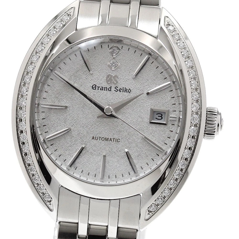 SEIKO GRAND SEIKO MECHANICAL DIAMOND BEZEL WATCH: SEIKO Grand Seiko Mechanical Diamond Bezel Watch Brand: SEIKO Type/Style: Wristwatch Material: Band Material Stainless Steel, Case Material Stainless Steel Color: Dial Color Silver Size: Case Size Abo