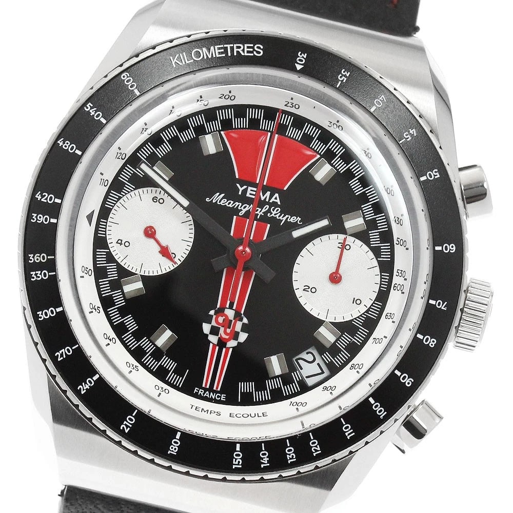 YEMA MEANGRAF SUPER LIMITED AUTOMATIC WATCH: YEMA Meangraf Super Limited Automatic Watch Brand: YEMA Type/Style: Wristwatch Material: Band Material leather, Case Material Stainless Steel Color: Dial Color black Size: Case Size About(1.5inch)