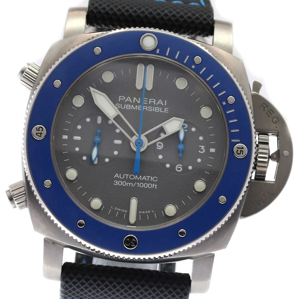 PANERAI SUBMERSIBLE CHRONO GUILLAUME NELLY EDITION WATCH: PANERAI Submersible Chrono Guillaume Nelly Edition Watch Brand: PANERAI Type/Style: Wristwatch Material: Band Material Rubber / nylon, Case Material Titanium / ceramic Color: Dial Color gray Size: Cas