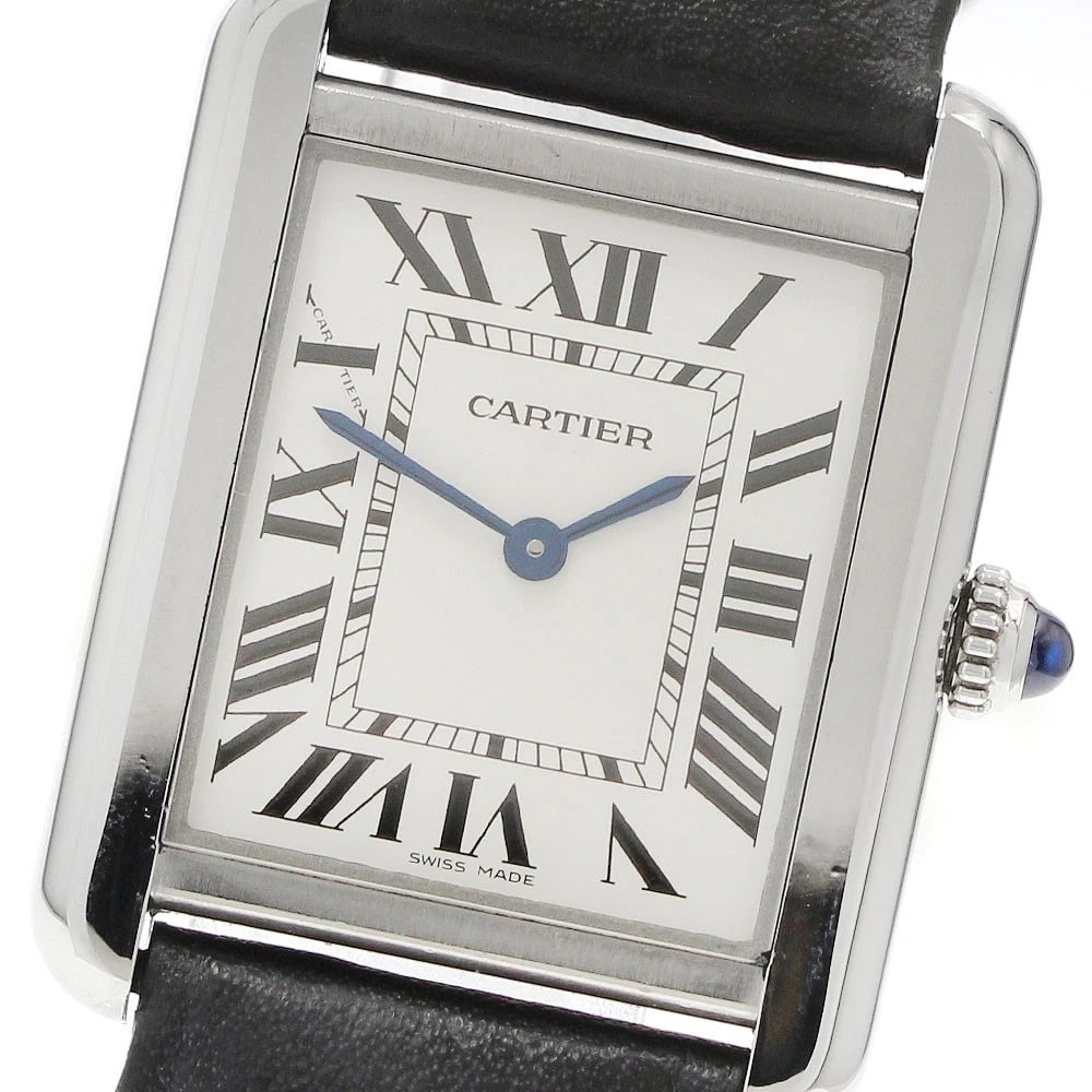 CARTIER TANK SOLO SM SILVER DIAL QUARTZ WATCH: CARTIER Tank solo SM Silver Dial Quartz Watch Brand: CARTIER Type/Style: Wristwatch Material: Band Material leather, Case Material Stainless Steel Color: Dial Color Silver Size: Case Size About24mm