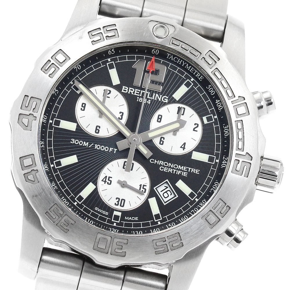 BREITLING COLT CHRONOGRAPH BLACK / SILVER DIAL QUARTZ WATCH: BREITLING Colt Chronograph Black / Silver Dial Quartz Watch Brand: BREITLING Type/Style: Wristwatch Material: Band Material Stainless Steel, Case Material Stainless Steel Color: Dial Color Black /