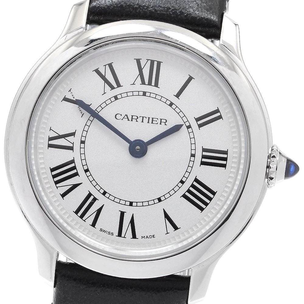 CARTIER RONDE MUST DE CARTIER SILVER DIAL QUARTZ WATCH: CARTIER Ronde Must de Cartier Silver Dial Quartz Watch Brand: CARTIER Type/Style: Wristwatch Material: Band Material leather, Case Material Stainless Steel Color: Dial Color Silver Size: Case Size Abo