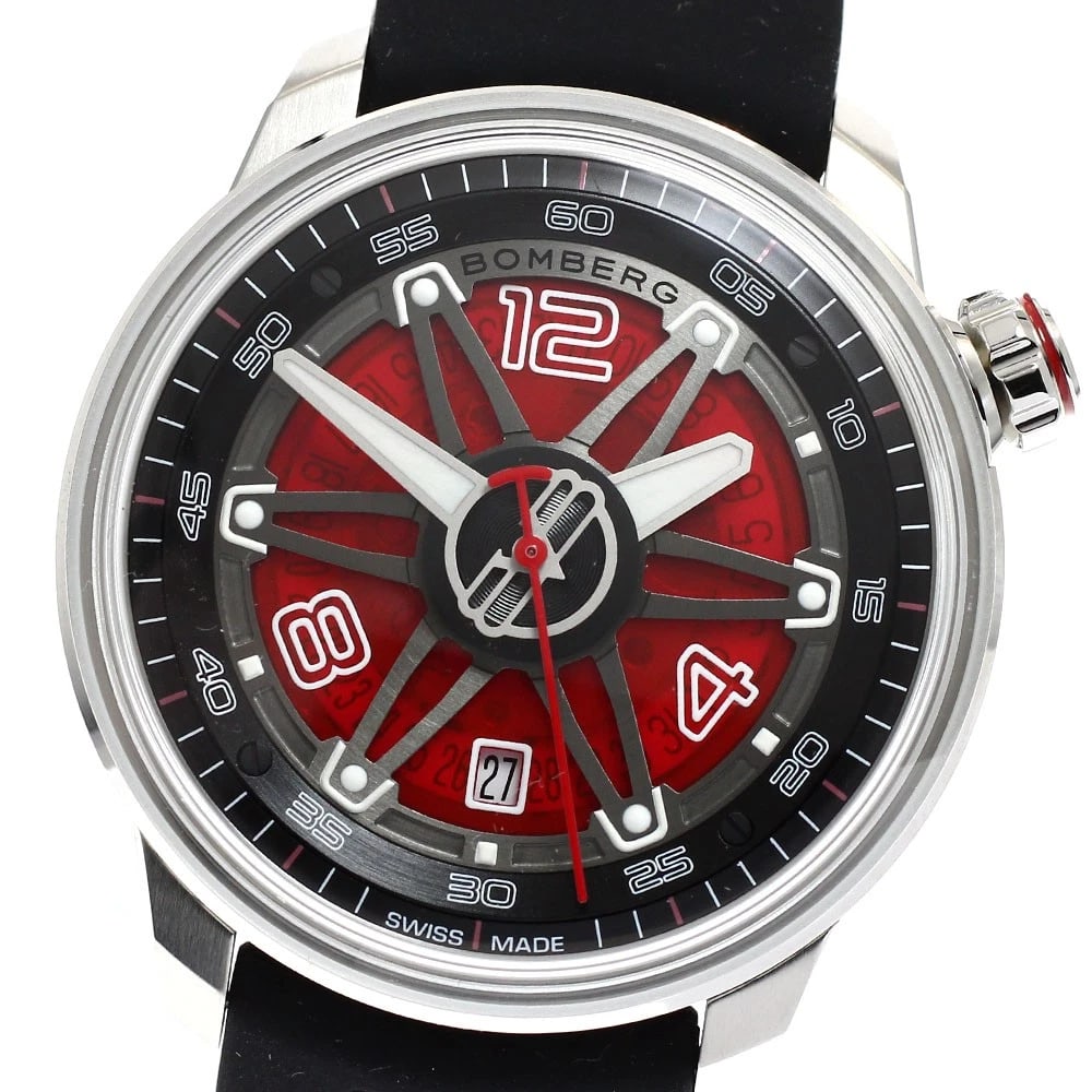 BOMBERG DATE RED DIAL AUTOMATIC WATCH: BOMBERG Date Red Dial Automatic Watch Brand: BOMBERG Type/Style: Wristwatch Material: Band Material rubber, Case Material Stainless Steel Color: Dial Color Red Size: Case Size About43mm (1.7inch)