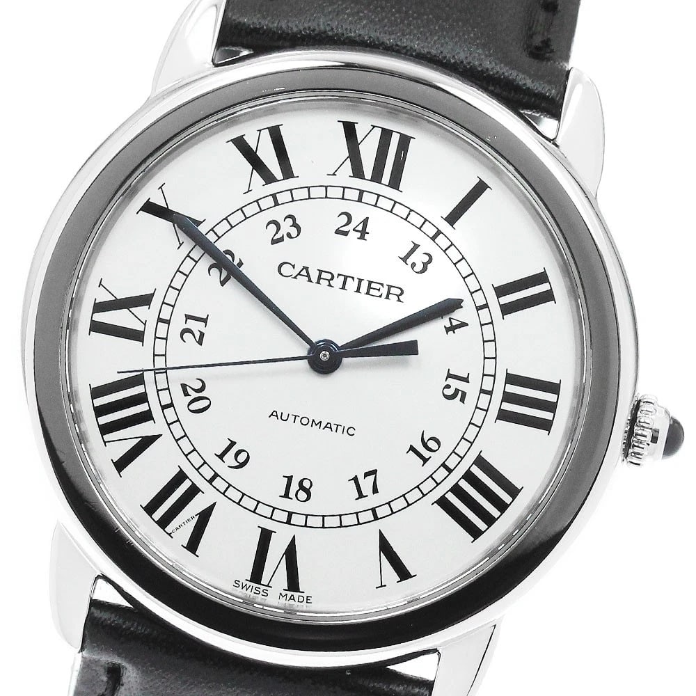 CARTIER RONDE SOLO DE CARTIER SILVER DIAL AUTOMATIC WATCH: CARTIER Ronde Solo de Cartier Silver Dial Automatic Watch Brand: CARTIER Type/Style: Wristwatch Material: Band Material leather, Case Material Stainless Steel Color: Dial Color Silver Size: Case Size 