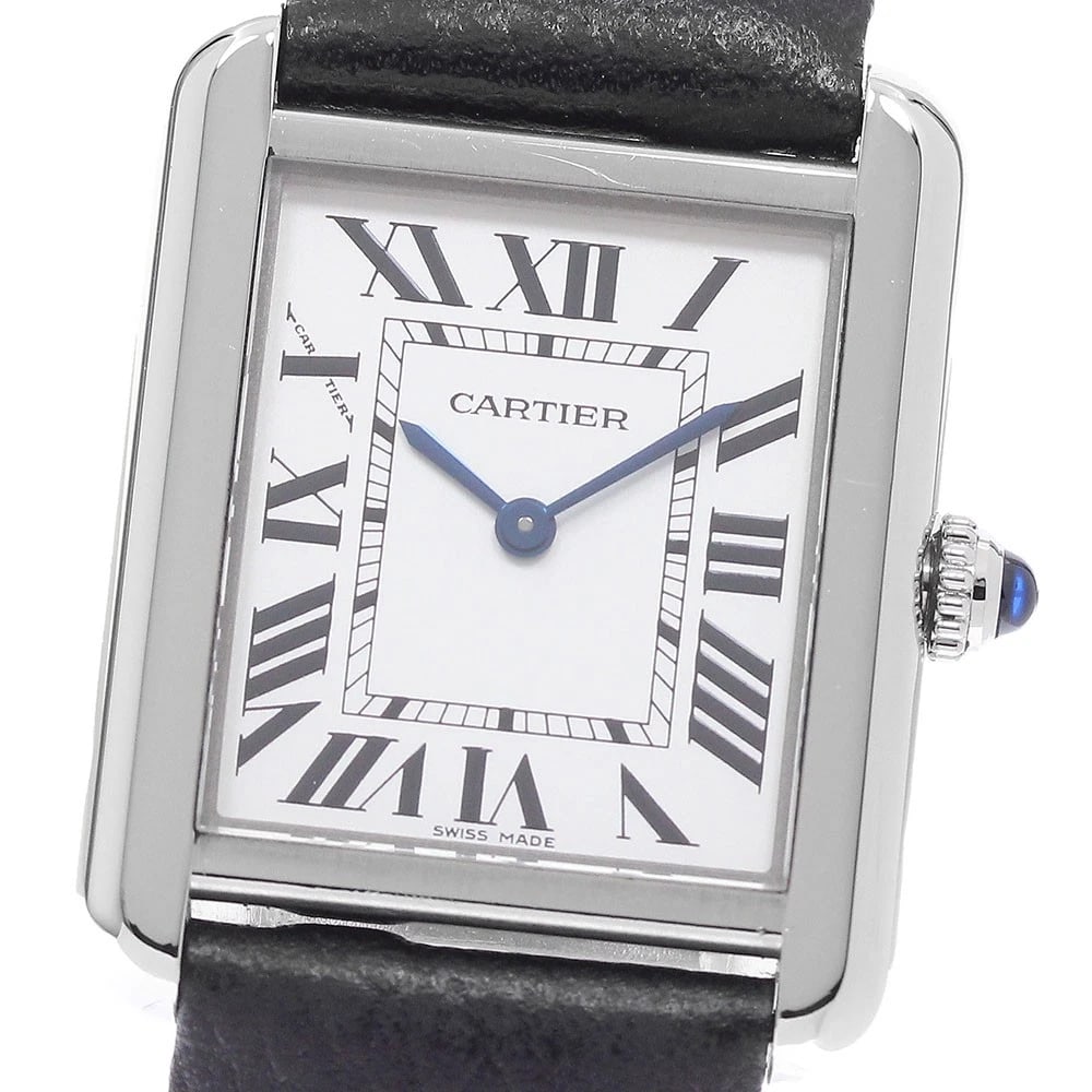 CARTIER TANK SOLO SM SILVER DIAL QUARTZ WATCH: CARTIER Tank solo SM Silver Dial Quartz Watch Brand: CARTIER Type/Style: Wristwatch Material: Band Material leather, Case Material Stainless Steel Color: Dial Color Silver Size: Case Size About24mm (0