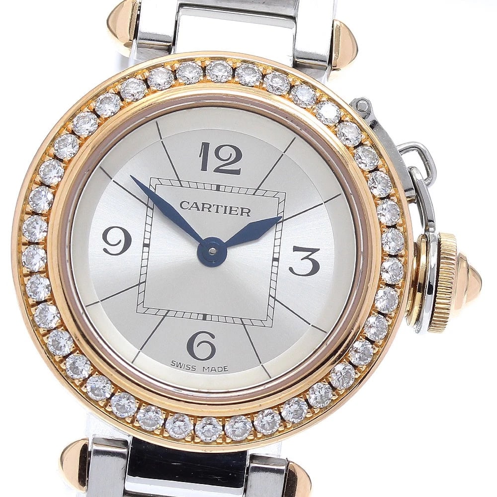 CARTIER MISPACHA K18PG DIAMOND BEZEL SILVER DIAL WATCH: CARTIER Mispacha K18PG diamond bezel Silver Dial Watch Brand: CARTIER Type/Style: Wristwatch Material: Band Material Stainless Steel, Case Material K18PG/Stainless Steel Color: Dial Color Silver Size: