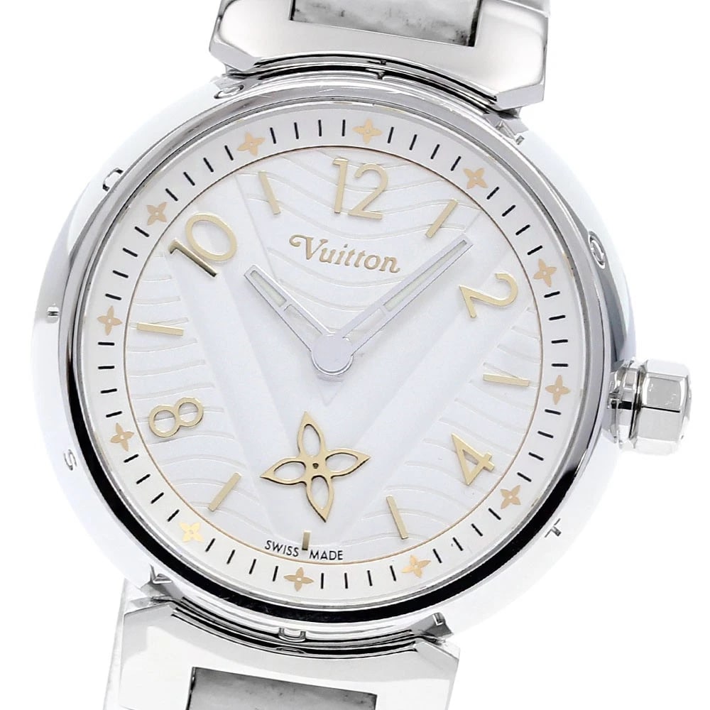 LOUIS VUITTON TAMBOUR SMALL SECONDS QUARTZ WATCH: LOUIS VUITTON Tambour Small seconds Quartz Watch Brand: LOUIS VUITTON Type/Style: Wristwatch Material: Band Material leather, Case Material Stainless Steel Color: Dial Color Silver Size: Case Size Abo