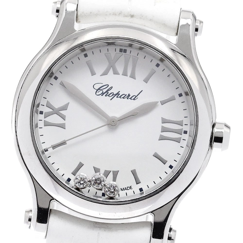 CHOPARD HAPPY SPORTS DIAMOND WHITE DIAL WATCH: Chopard Happy sports diamond white Dial Watch Brand: Chopard Type/Style: Wristwatch Material: Band Material rubber, Case Material Stainless Steel Color: Dial Color white Size: Case Size About30mm