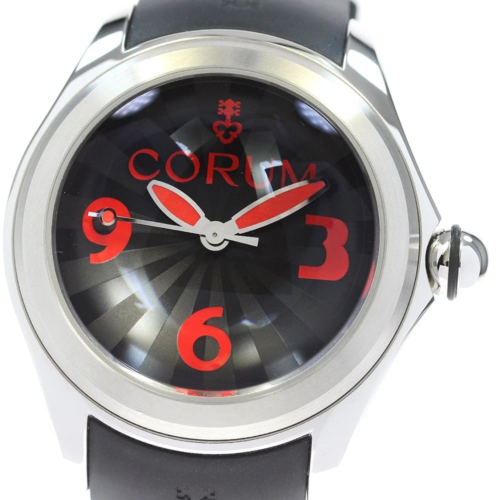CORUM BUBBLE PAISTE LIMITED BLACK DIAL AUTOMATIC WATCH: CORUM Bubble paiste limited Black Dial Automatic Watch Brand: CORUM Type/Style: Wristwatch Material: Band Material rubber, Case Material Stainless Steel Color: Dial Color black Size: Case Size About48