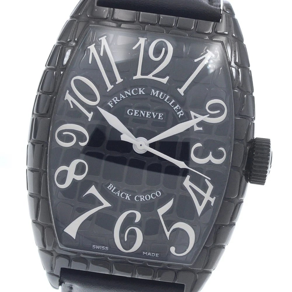 FRANCK MULLER TONNEAU CARBEX BLACK CROCO AUTOMATIC WATCH: FRANCK MULLER Tonneau Carbex Black Croco Automatic Watch Brand: FRANCK MULLER Type/Style: Wristwatch Material: Band Material leather, Case Material Stainless Steel Color: Dial Color black Size: Case S
