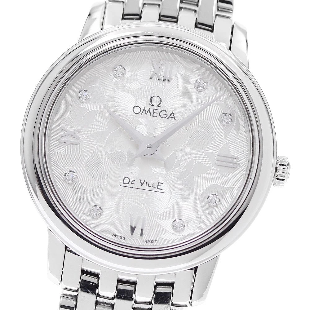 OMEGA DE VILLE PRESTIGE BUTTERFLY DIAMOND WATCH: OMEGA De Ville Prestige Butterfly diamond Watch Brand: OMEGA Type/Style: Wristwatch Material: Band Material Stainless Steel, Case Material Stainless Steel Color: Dial Color Silver Size: Case Size