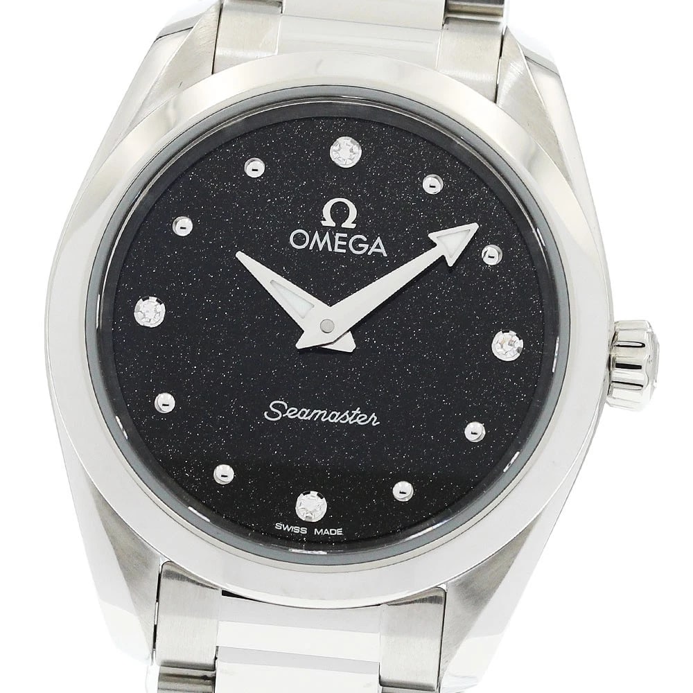 OMEGA SEAMASTER AQUA TERRA QUARTZ WATCH: OMEGA Seamaster Aqua Terra Quartz Watch Brand: OMEGA Type/Style: Wristwatch Material: Band Material Stainless Steel, Case Material Stainless Steel Color: Dial Color black Size: Case Size About28mm