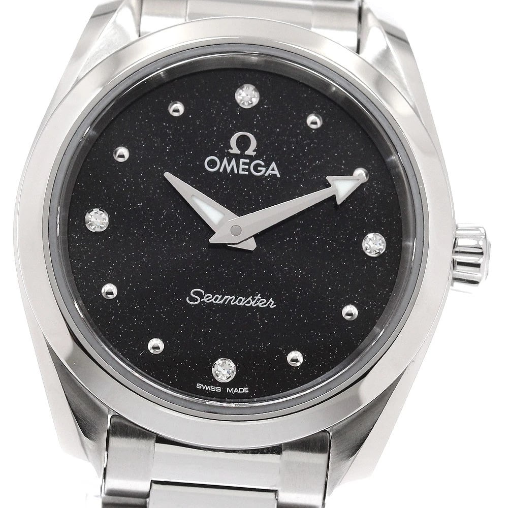 OMEGA SEAMASTER AQUA TERRA QUARTZ WATCH: OMEGA Seamaster Aqua Terra Quartz Watch Brand: OMEGA Type/Style: Wristwatch Material: Band Material Stainless Steel, Case Material Stainless Steel Color: Dial Color black Size: Case Size About28mm