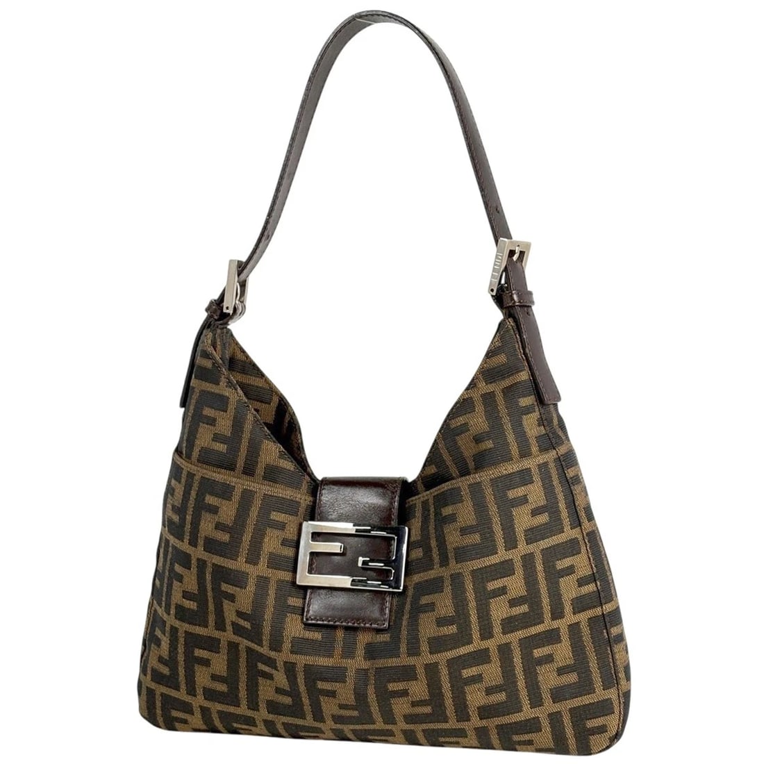 FENDI ZUCCA PATTERN SHOULDER BAG: FENDI Zucca Pattern Shoulder Bag Brand: FENDI Type/Style: Shoulder Bag Material: canvas ?leather Color: Brown Size: Width 28.5cm(11.2inch) Height 17cm(Median:6.7inch) Depth 4cm(1.6inch) Accessories: