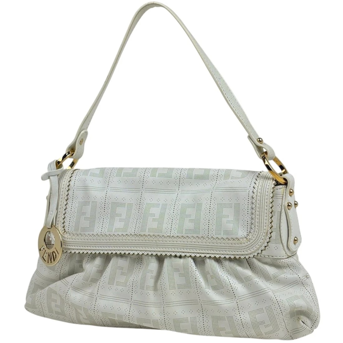 FENDI SHOULDER BAG ZUCCA PATTERN LEATHER: Fendi Shoulder Bag Zucca Pattern leather Brand: FENDI Type/Style: Shoulder Bag Material: leather Color: White Size: Width 31cm(12.2inch) Height 16cm(6.3inch) Depth 4cm(1.6inch) Accessories: None