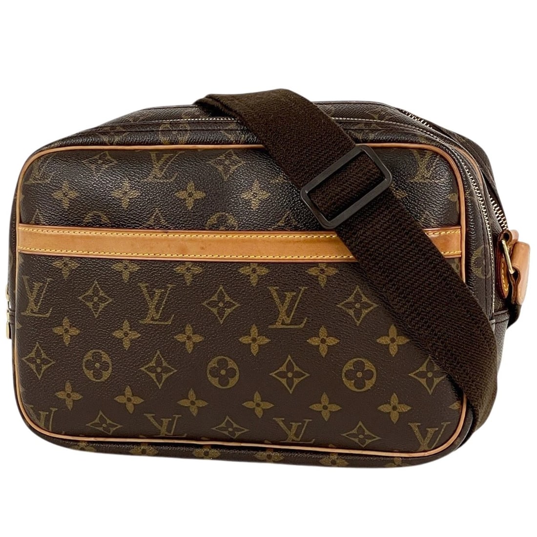 LOUIS VUITTON REPORTER PM SHOULDER BAG: Louis Vuitton Reporter PM Shoulder Bag Brand: Louis Vuitton Type/Style: Shoulder Bag Material: Monogram Color: Brown Size: Width 28cm(11inch) Height 21cm(8.3inch) Depth 11cm(4.3inch) Accessories: