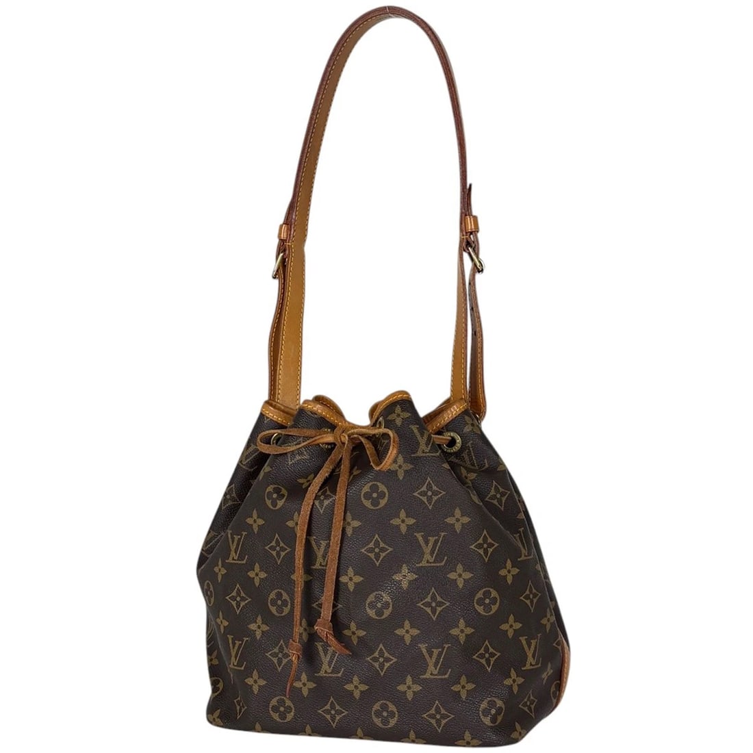 LOUIS VUITTON PETIT NOE SHOULDER BAG: Louis Vuitton Petit Noe Shoulder Bag Brand: Louis Vuitton Type/Style: Shoulder Bag Material: Monogram Color: Brown Size: Width 24cm(9.4inch) Height 25.5cm(10inch) Depth 18cm(7.1inch) Accessories:
