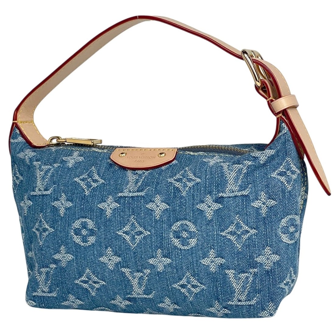 LOUIS VUITTON POSHETTE HILLS HAND BAG: Louis Vuitton Poshette Hills Hand Bag Brand: Louis Vuitton Type/Style: Hand Bag Material: Monogram denim Color: Blue Size: Width 18cm(7.1inch) Height 12.5cm(4.9inch) Depth 7cm(2.8inch) Accessories