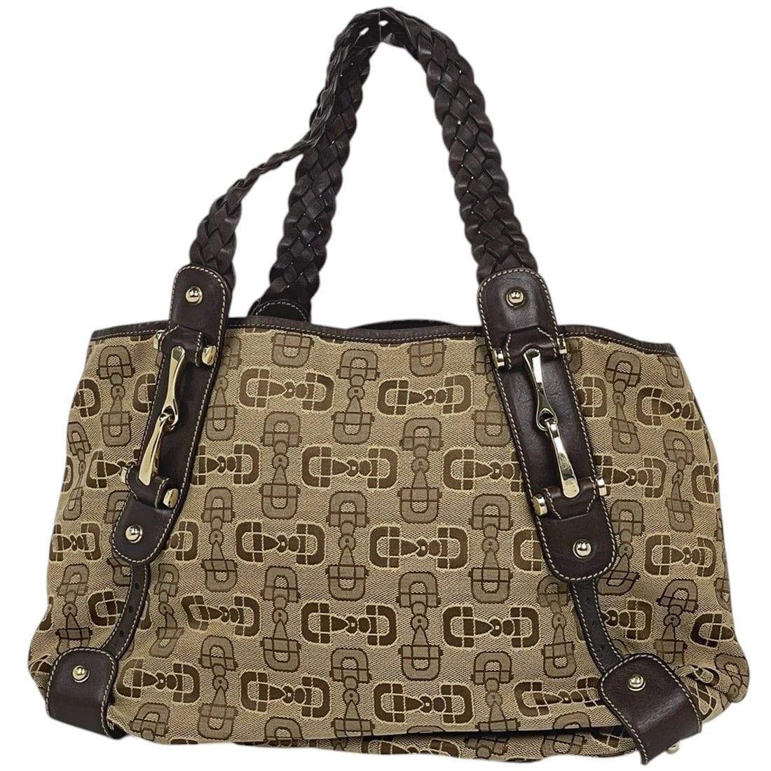 GUCCI HAND BAG HORSEBIT CANVAS: Gucci Hand Bag Horsebit canvas Brand: GUCCI Type/Style: Hand Bag Material: canvas ?leather Color: Brown Size: Width 40cm(15.7inch) Height 32cm(Median:12.6inch) Depth 12.5cm(4.9inch) Accessories: N