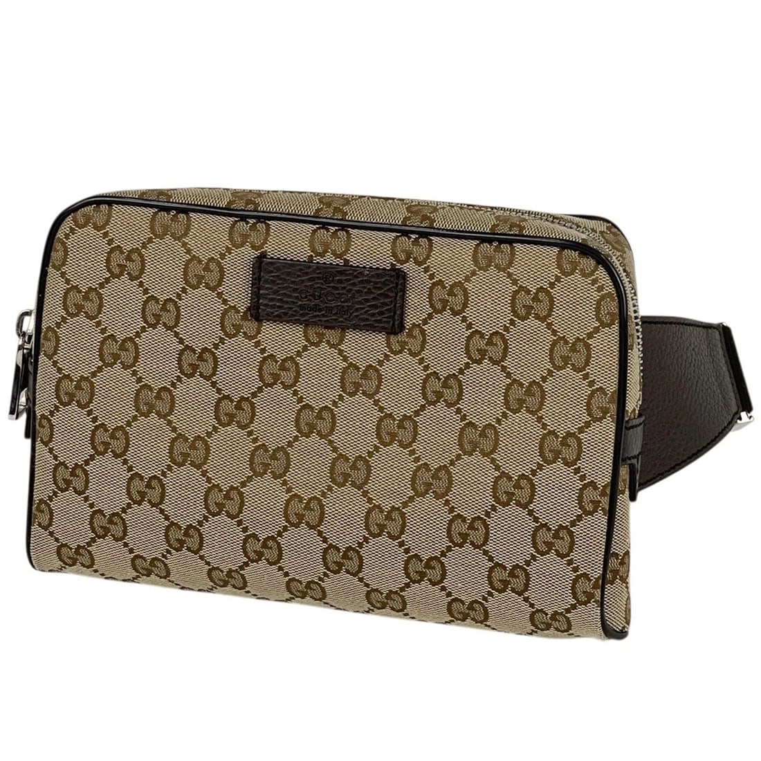 GUCCI GG PATTERN BODY BAG: Gucci GG pattern Body Bag Brand: GUCCI Type/Style: Body Bag Material: GG canvas ?leather Color: Brown Size: Width 22.5cm(8.9inch) Height 14.5cm(5.7inch) Depth 4cm(1.6inch) Accessories: None
