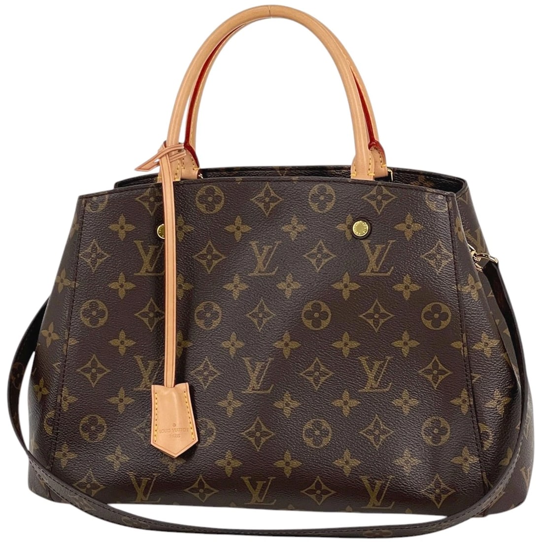 LOUIS VUITTON MONTAIGNE MM HAND BAG: Louis Vuitton Montaigne MM Hand Bag Brand: Louis Vuitton Type/Style: Hand Bag Material: Monogram Color: Brown Size: Width 5cm(Maximum value:13.8inch) Height 23cm(Median:9.1inch) Depth 10cm(3.9inch)