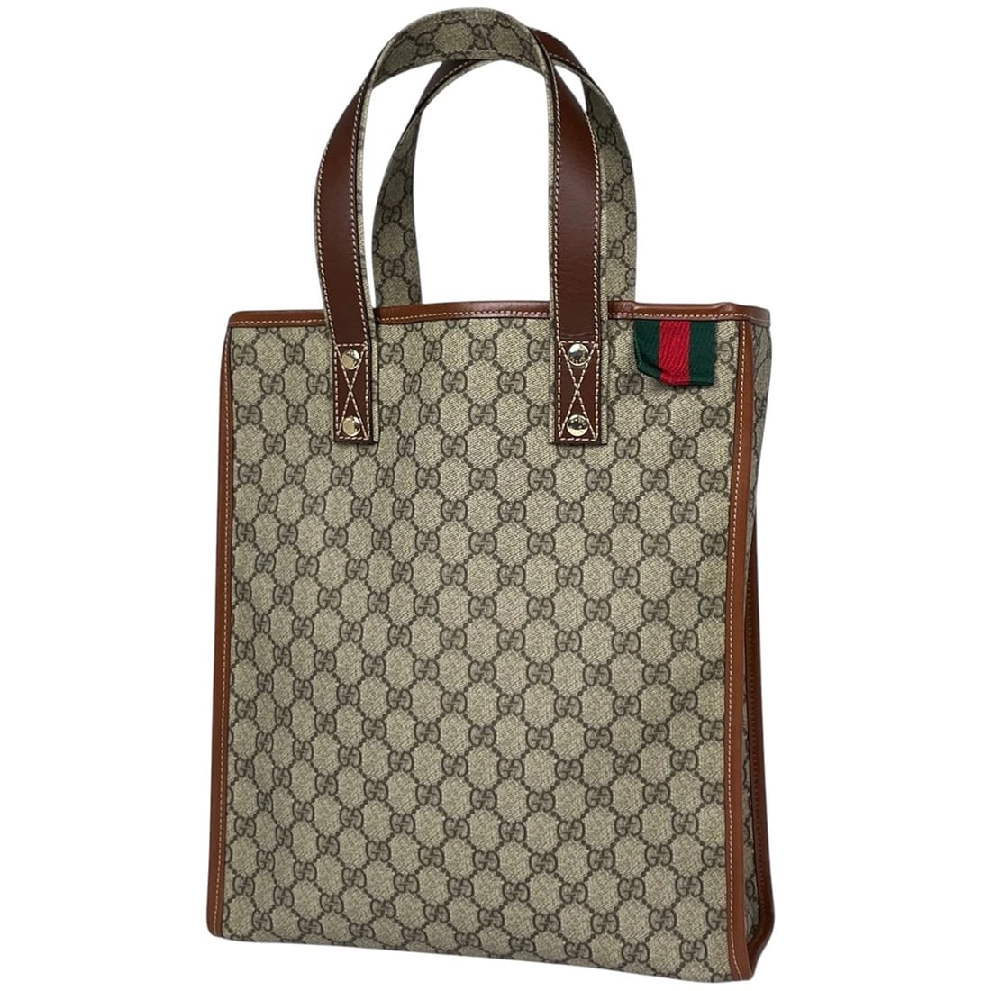 GUCCI TOTE BAG GG PATTERN SHERRY LINE WEB: Gucci Tote Bag GG Pattern Sherry Line Web Brand: GUCCI Type/Style: Tote Bag Material: Coated canvas ?leather Color: Beige Size: Width 30cm(11.8inch) Height 34.5cm(13.6inch) Depth 11cm(4.3inch) Acc