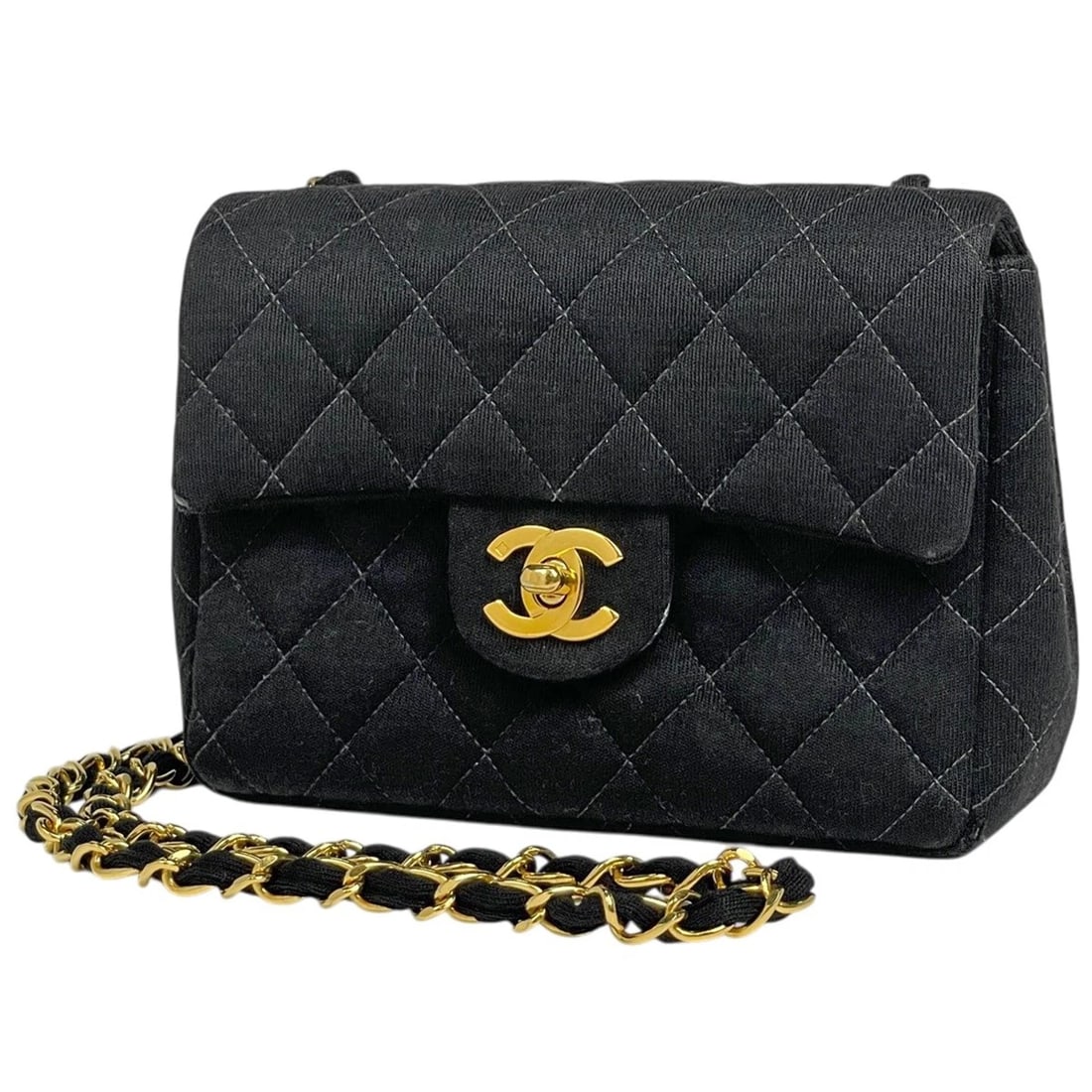 CHANEL MINI MATRASSE SHOULDER BAG: Chanel Mini Matrasse Shoulder Bag Brand: CHANEL Type/Style: Shoulder Bag Material: fabric Color: Black Size: Width 17.5cm(6.9inch) Height 13cm(5.1inch) Depth 6cm(2.4inch) Accessories: None