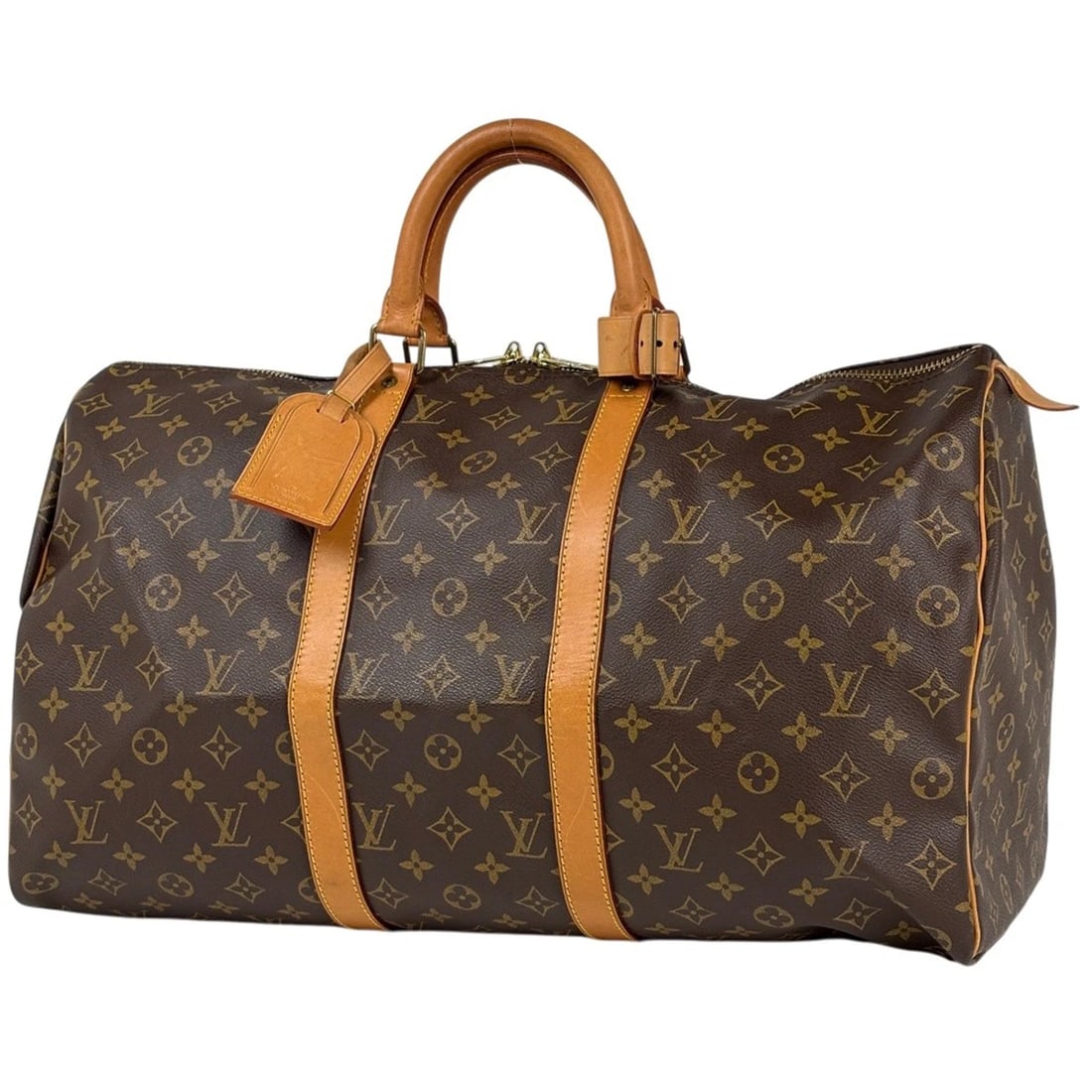 LOUIS VUITTON KEEPALL50 HAND BAG: Louis Vuitton keepall50 Hand Bag Brand: Louis Vuitton Type/Style: Hand Bag Material: Monogram Color: Brown Size: Width 50cm(19.7inch) Height 28cm(11inch) Depth 22cm(8.7inch) Accessories: None
