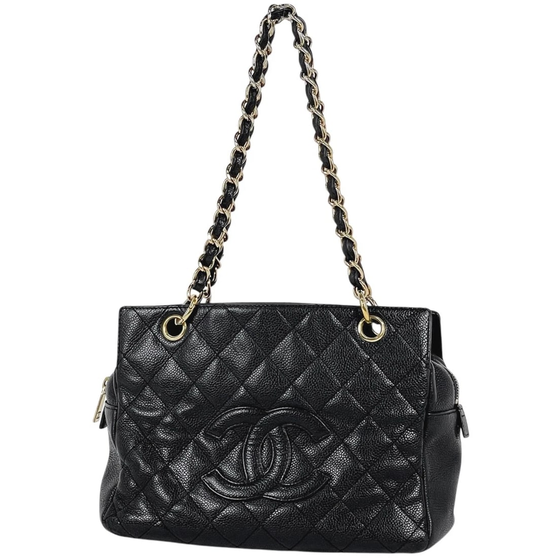 CHANEL CHAIN TOTE BAG TOTE BAG: Chanel Chain Tote Bag Tote Bag Brand: CHANEL Type/Style: Tote Bag Material: Caviar skin Color: Black Size: Width 25cm(9.8inch) Height 18cm(7.1inch) Depth 13cm(5.1inch) Accessories: None Ac