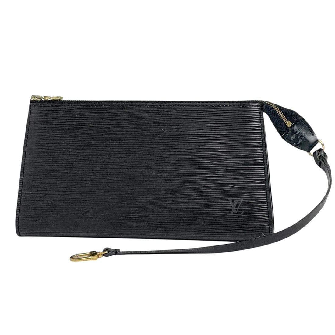 LOUIS VUITTON POCHETTE ACCESSOIRES MAKEUP COSMETICS HAND BAG: Louis Vuitton Pochette Accessoires Makeup Cosmetics Hand Bag Brand: Louis Vuitton Type/Style: Accessory pouch Material: Epi Color: Noir (Black) Size: Width 24cm(9.4inch) Height 13cm(5.1inch) Depth